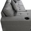 Sectional Sofa Set for Living Room with L Shape Chaise Lounge ; cup holder and Left or Right Hand Chaise Modern 4 Seat (Grey)