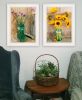 "Country Sunflowers & Chives" 2-Piece Vignette by Anthony Smith; Ready to Hang Framed Print; White Frame