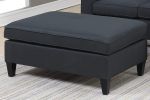 Reversible 3pc Sectional Sofa Set Black Tufted Polyfiber Wood Legs Chaise Sofa Ottoman Pillows Cushion Couch