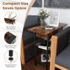 Side End Table with Charging Station Flip-Up Top for Living Room