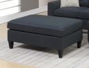 Reversible 3pc Sectional Sofa Set Black Tufted Polyfiber Wood Legs Chaise Sofa Ottoman Pillows Cushion Couch