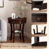 2-Tier Wood Round End Table with Open Drawer