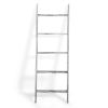 Farmhouse 4.5 Ft Wall Leaning Wood Blanket Quilt Storage Ladder Towel Rack, Bathroom Bedroom Decorative Shelf - Vintage White XH