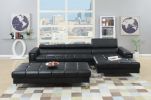 Black Bonded Leather Extra large Ottoman Metal Legs 1pc Ottoman