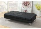 Black Bonded Leather Extra large Ottoman Metal Legs 1pc Ottoman