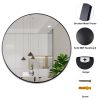 SDKOA Large Round Mirror 36 Inch with Black Aluminum Frame for Wall Decor;  Bathroom Big Circle Mirror Modern Style Wall Hanging for Bedroom;  Living