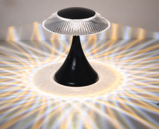 Modern Minimalist Atmosphere Sun Flower Night Light Crystal Table Lamp Home Decoration Crystal Atmosphere Table Lamp Rechargeable Outdoor Table Lamp (Light: 3 color, Color: Black)