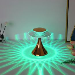 Modern Minimalist Atmosphere Sun Flower Night Light Crystal Table Lamp Home Decoration Crystal Atmosphere Table Lamp Rechargeable Outdoor Table Lamp (Light: 3 color, Color: Gold)