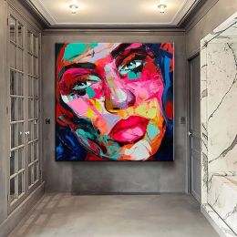 Handmade Face Oil Painting On Canvas Wall Art Decoration Modern Abstract Figure Pictures Home Decor Living Room hallway bedroom luxurious decorative p (size: 70x70cm)