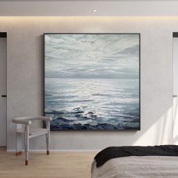 Hand Painted Abstract Landscape Oil Painting Oil Painting Seascape Clouds Nordic Wall Art Picture Modern Living Room Decor (size: 80x80cm)