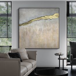 Hand Painted Texture Abstract Oil Painting Gold Foil Modern Home Wall Art Hangings Canvas Paintings For Living Room Hotel Decor (size: 150x150cm)