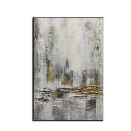 Top Selling Handmade Abstract Oil Painting  Wall Art Modern Minimalist City Building Picture Canvas Home Decor For Bedroom No Frame (size: 100x150cm)