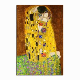 Classic Artist Gustav Klimt kiss Abstract Oil Painting on Canvas Poster Modern Art Wall Pictures For Living Room No Frame (size: 90x120cm)