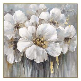 Abstract Golden White Flowers Hand Painted Oil Painting On Canvas Wall Art Wall Pictures Painting For Living Room Home Decor (size: 150x150cm)