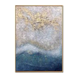 Hand Painted Abstract Oil Painting Wall Art Modern Blue Picture Minimalist On Canvas Home Decoration For Living Room No Frame (size: 150x220cm)