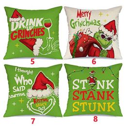 18x18 In Of For Christmas Decorations Green Buffalo Plaid Grinch Christmas Pillow Covers (Type: 7)