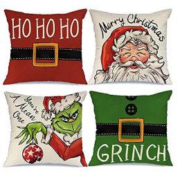 18x18 In Of For Christmas Decorations Green Buffalo Plaid Grinch Christmas Pillow Covers (Type: 3)