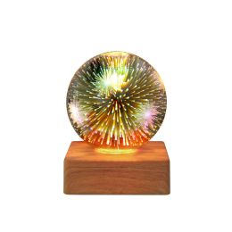 USB 3D Firework Crystals Ball Night Light Plug In Romantic Star LED Night Light Christmas Lights Christmas Home Decorations (Color: Fireworks, size: 9x9x11.8cm)