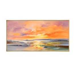 100% Hand Painted Abstract Setting Sun Oil Painting On Canvas Wall Art Frameless Picture Decoration For Living Room Home Decor Gift (size: 75x150cm)