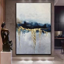 Abstract Handmade Oil Painting On Canvas Golden Texture Wall Art Pictures 100% Hand Painted Large Salon Decorative Painting Gift (size: 60x90cm)