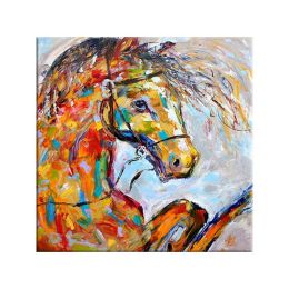 Hand Painted Cool Horse Canvas Oil Paintings Wall Art for Living Room Home Wall Decor Animals Pictures for  Room Art Decor (size: 70x70cm)