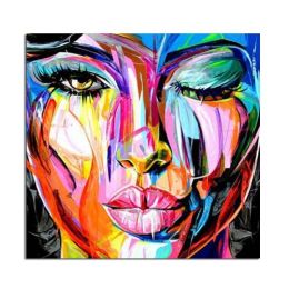 Francoise Nielly face oil painting wall art pictures portrait Impasto figure Palette Knife on Canvas Cuadros Cuadros Decoration (size: 120x120cm)