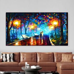 Hand Painted Night Thick Modern Canvas Oil Paintings Wall Art Abstract Landscape Pictures For Living Room Home Decoration (size: 150x220cm)