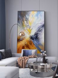 Gold Foil Picture Art Hand Painted Modern Abstract Oil Painting Canvas Wall Art Living Room Home Decor Painting (size: 100x150cm)