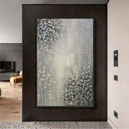 Hand Painted Abstract Oil Painting White Texture On Canvas Abstract Wall Art Picture Living Room Bedroom Wall Decor Unframed (size: 50x70cm)