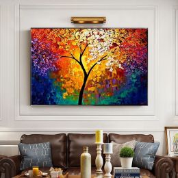 Hand Painted Canvas Oil Paintings Colorful Forest Landscape Abstract Wall Pictures Nordic Art Living Room Home Decor Frameless (size: 50x70cm)