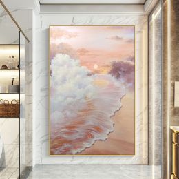 100% Hand Painted Landscape Simple Golden Oil Painting Large Size Hand Made Art Wall Paintings Canvas Wall Art Room Decoration (size: 50x70cm)