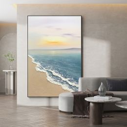 Hand painted oil painting sunrise seascape sailboat home decoration wall art canvas hanging painting (size: 150x220cm)