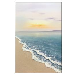 Hand painted oil painting sunrise seascape sailboat home decoration wall art canvas hanging painting (size: 50x70cm)