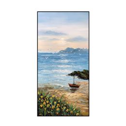 Interior Decor Wall Poster Sunrise Natural Scenery Handmade Canvas Oil Painting Hanging Picture For parlour bedroom hotel office (size: 90x120cm)