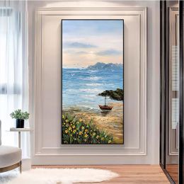 Interior Decor Wall Poster Sunrise Natural Scenery Handmade Canvas Oil Painting Hanging Picture For parlour bedroom hotel office (size: 40x80cm)