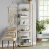 6' Tall 6-Tier Metal Framed Bookcase; Rustic Brown; White