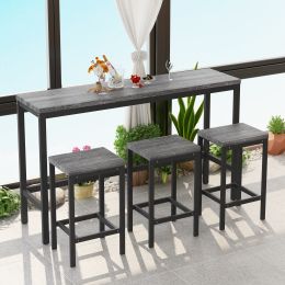 Modern Design Kitchen Dining Table,Pub Table,Long Dining Table Set with 3 Stools,Easy Assembly (Color: Gray)