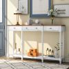 Solid Wood Console Table;  Classic Entryway Table with Storage Shelf and Drawer for Home