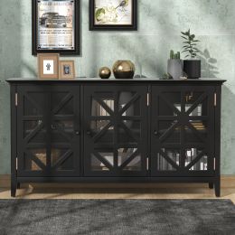 62.2'' Accent Cabinet Modern Console Table for Living Room Dining Room With 3 Doors and Adjustable Shelves (Color: Black)
