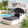 79.9" Outdoor Sunbed with Adjustable Canopy;  Double lounge;  PE Rattan Daybed