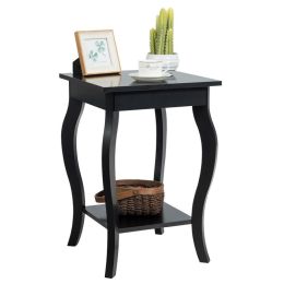 Accent Sofa End Side Table (Color: Black)