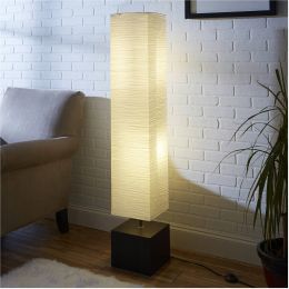 Rice Paper Floor Lamp with Dark Wood Color Base, Bulb and Paper Material Shade (Configuration: CFL Bulb Included)