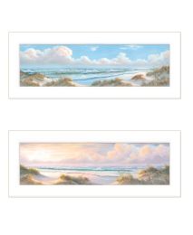 "The Seascape Collection" 2-Piece Vignette By Georgia Janisse; Ready to Hang Framed Print; White Frame (Color: as Pic)