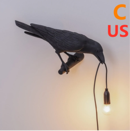 Creative Auspicious Bird Resin Wall Lamp Decoration (Color: Black, Style-Model: C-US)