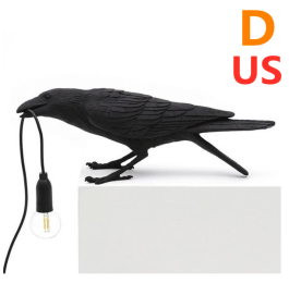 Creative Auspicious Bird Resin Wall Lamp Decoration (Color: Black, Style-Model: D-US)
