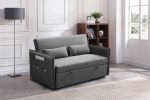 MEGA Pull Out Sofa Bed; Modern Adjustable Pull Out Bed Lounge Chair with 2 Side Pockets; 2 Pillows for Home Office