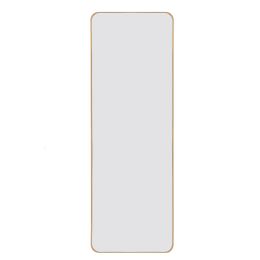 Full-Length Mirror 63"x20";  Round Corner Aluminum Alloy Frame Floor Full Body Large Mirror;  Stand or Leaning Against Wall for Living Room or Bedroom (Color: Gold)