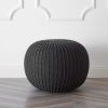 Urban Shop Round Solid Print Polyester Pouf, Dark Grey