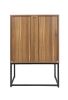 2 Door high cabinet, rattan, Built-in adjustable shelf, Easy Assembly, Free Standing Cabinet for Living Room Bedroom