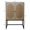 2 Door high cabinet, rattan, Built-in adjustable shelf, Easy Assembly, Free Standing Cabinet for Living Room Bedroom